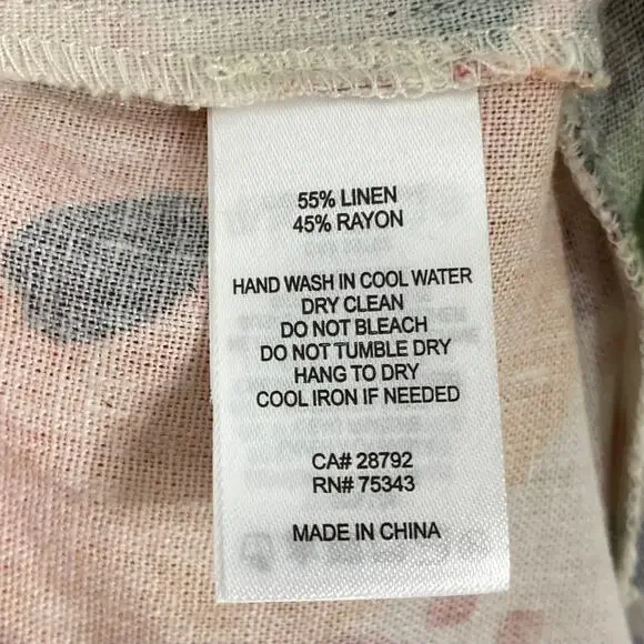 Nwot RACHEL ZOE Pants Women M Linen Tropical-Art Beaded-Tassels Multi Wide-Leg - Picture 8 of 12